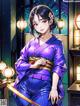 A woman in a purple kimono holding a sword.